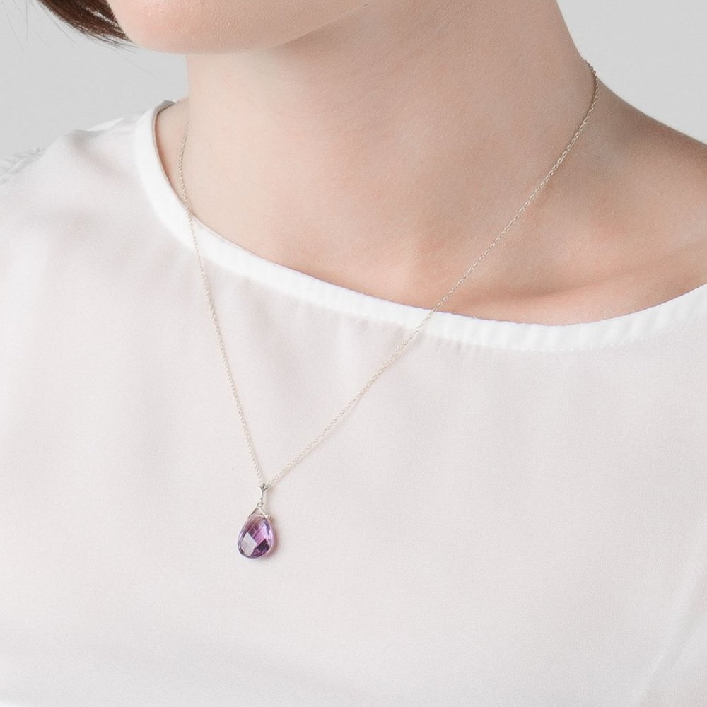 14K. SOLID GOLD NECKLACE AMETHYST (Pendant only) - Picture 5 of 9